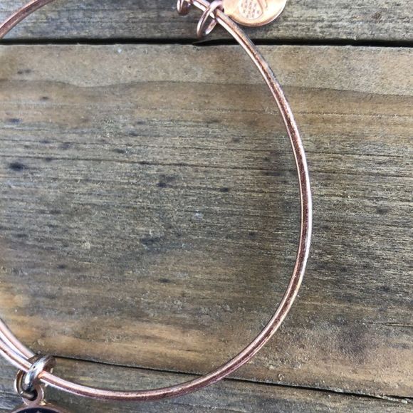 Alex and Ani Black Enamel Crystal Joy Rose Gold Tone Charm Bracelet! EUC - Picture 5 of 10